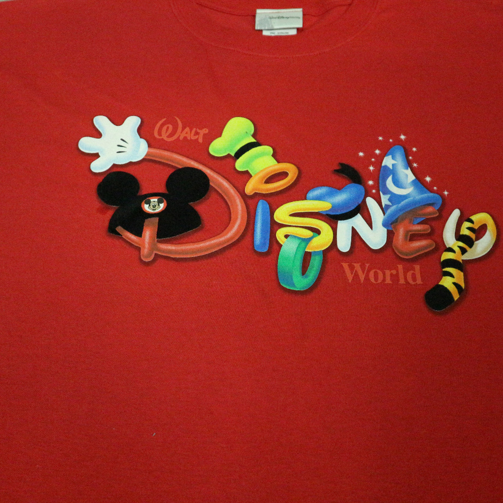 VTG DISNEY WORLD Character Letter Short Sleeve Tee - Picture 2 of 4